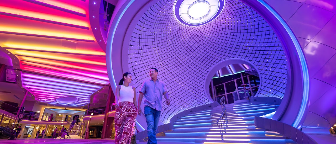 The inside of the Pearl has 3,000 kinetic panels and integrated lights that move in the organic patterns day and night!