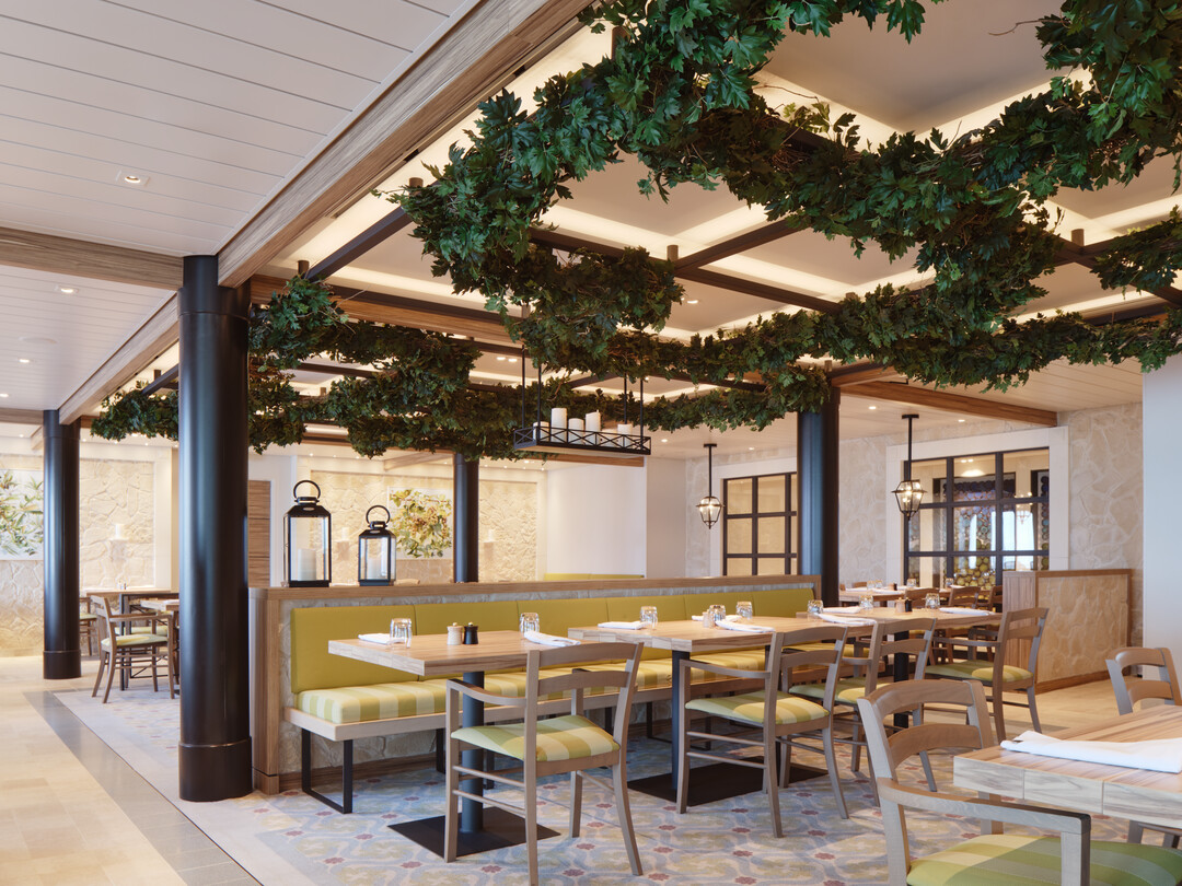 Savor authentic Mediterranean dishes and sharing platters at The Olive Grove, complemented by aperitifs and regional wines for a relaxed dining experience