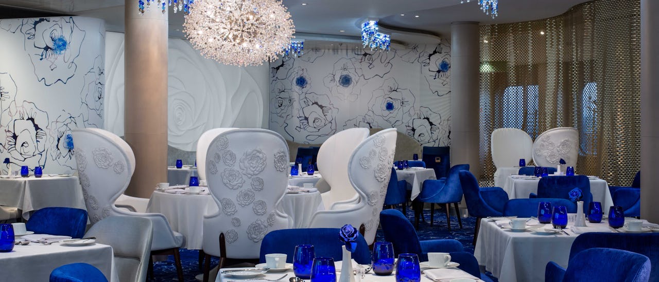 Restaurant Blu is exclusively for Aquaclass stateroom guests. Blu serves healthy gourmet food