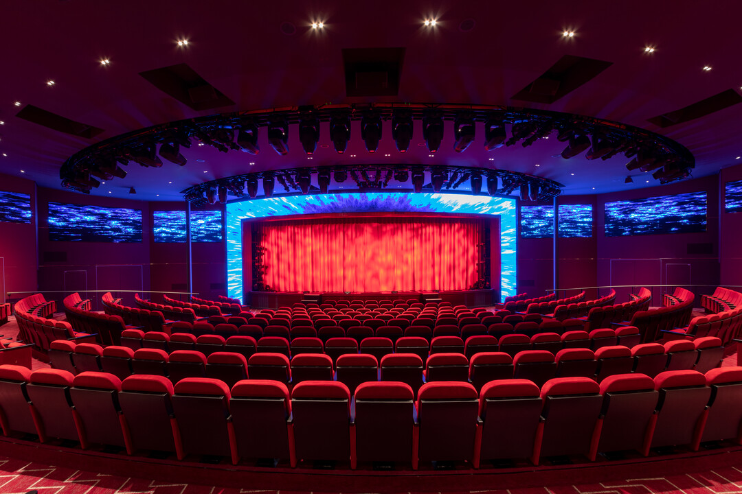 Experience the captivating Headliners Theatre, featuring cutting-edge productions set against a stunning LED backdrop